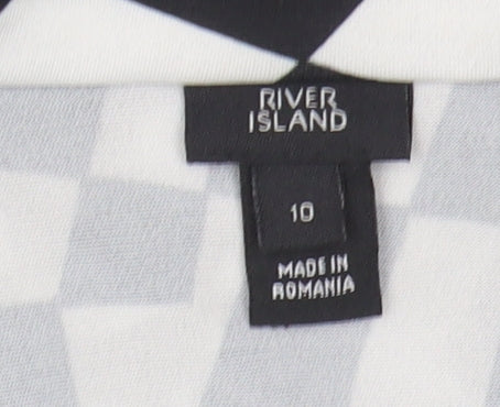 River Island Women's V-Neck Geometric Blouse Size 10