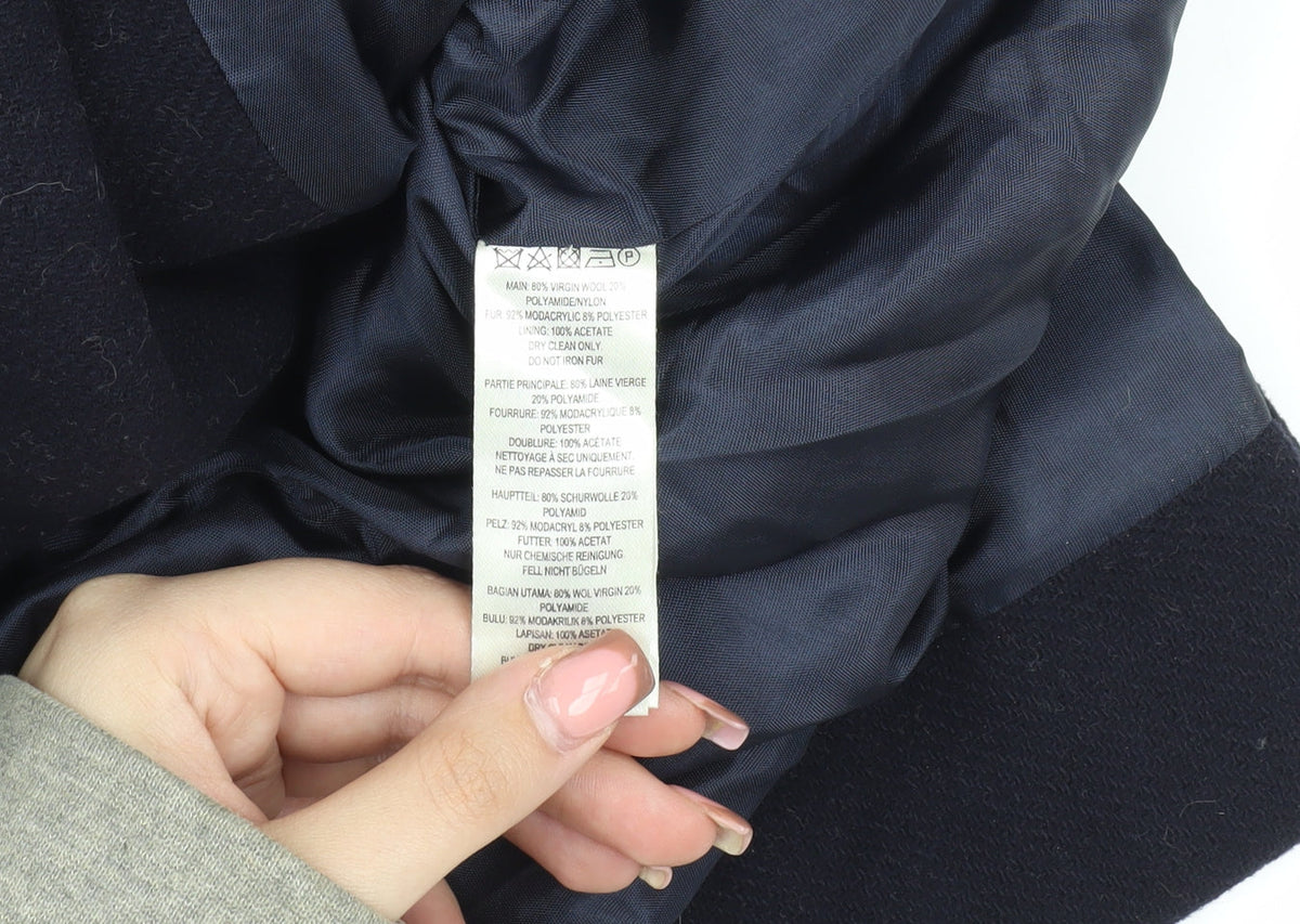 French Connection Women's Black Wool Pea Coat Size 8