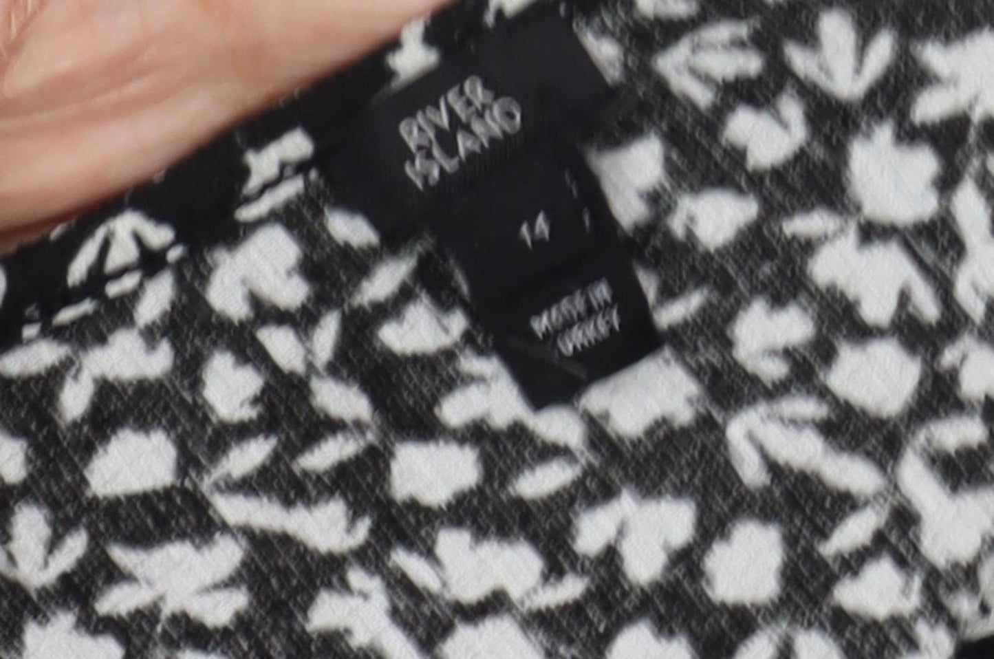 River Island Women's Black Floral Tunic Blouse, Size 14
