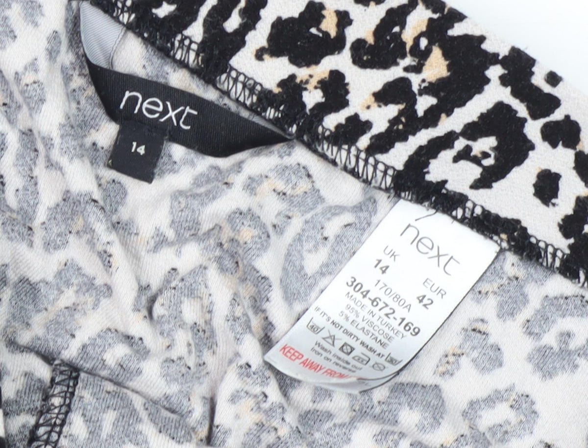 Next Women's Multicoloured Animal Print A-Line Skirt, Size 14