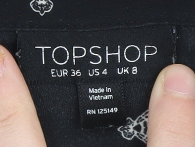 Topshop Women's Black Button-Up Shirt Size 8