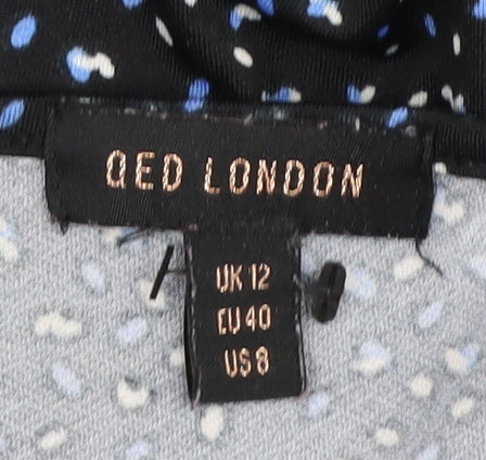 QED London Women's Black Fit & Flare Dress Size 12