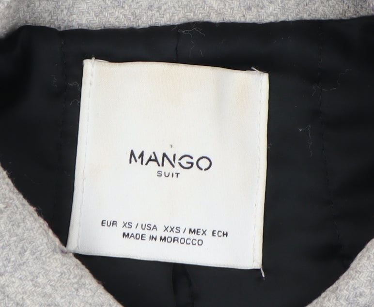 Mango Women's Grey Long Coat XS - Classic Wool Blend