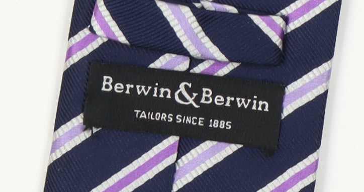 Berwin & Berwin Men's Blue Striped Silk Tie