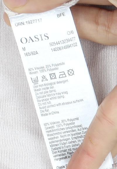 Oasis Women's Beige Floral 3/4 Sleeve T-Shirt - Medium
