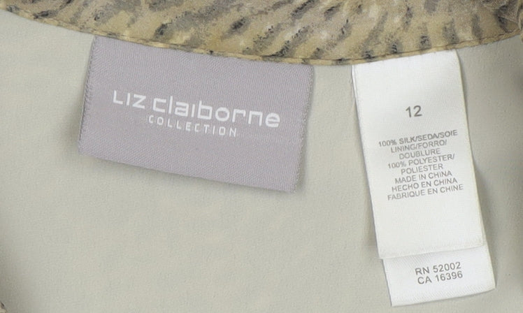 Liz Claiborne Women's Beige Silk Collared Blouse Size 12