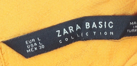 Zara Basic Women's Yellow 3/4 Sleeve Cowl Neck Blouse