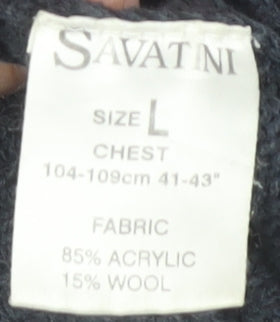 Savatinni Men’s Grey Cable-Knit Pullover Jumper L