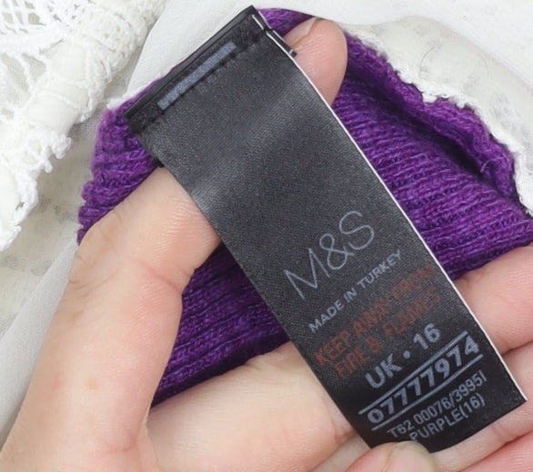 Marks & Spencer Women's Purple Cardigan Size 16