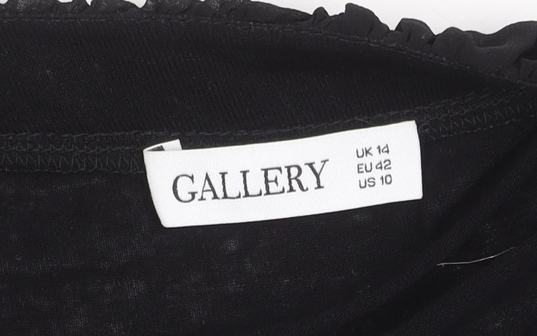 Gallery Women's Black Cropped Top, Size 14, Ruffle Detail