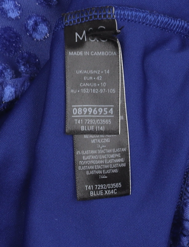 Marks & Spencer Blue Polka Dot Women's Top Size 14