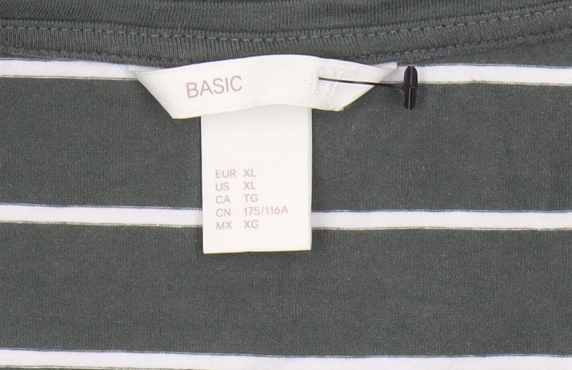 BASIC Women's Green Striped T-Shirt Dress Size 12