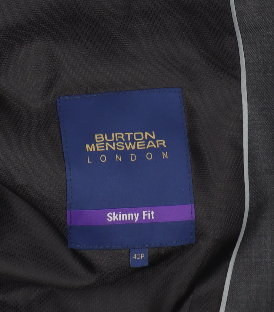Burton Menswear Men's Grey Slim Blazer 42 Regular