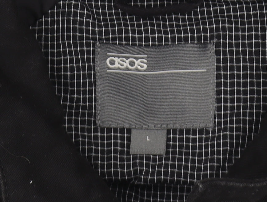 Brand and care label for ASOS Black Men's Basic Jacket L Size, Cotton Shell