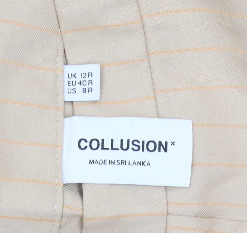 Collusion Women's Beige Straight Trousers Size 12
