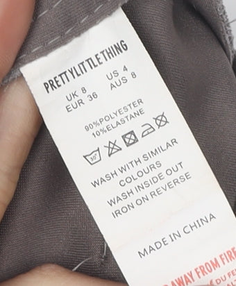 PRETTYLITTLETHING Grey Biker Cropped Jacket - Size 8