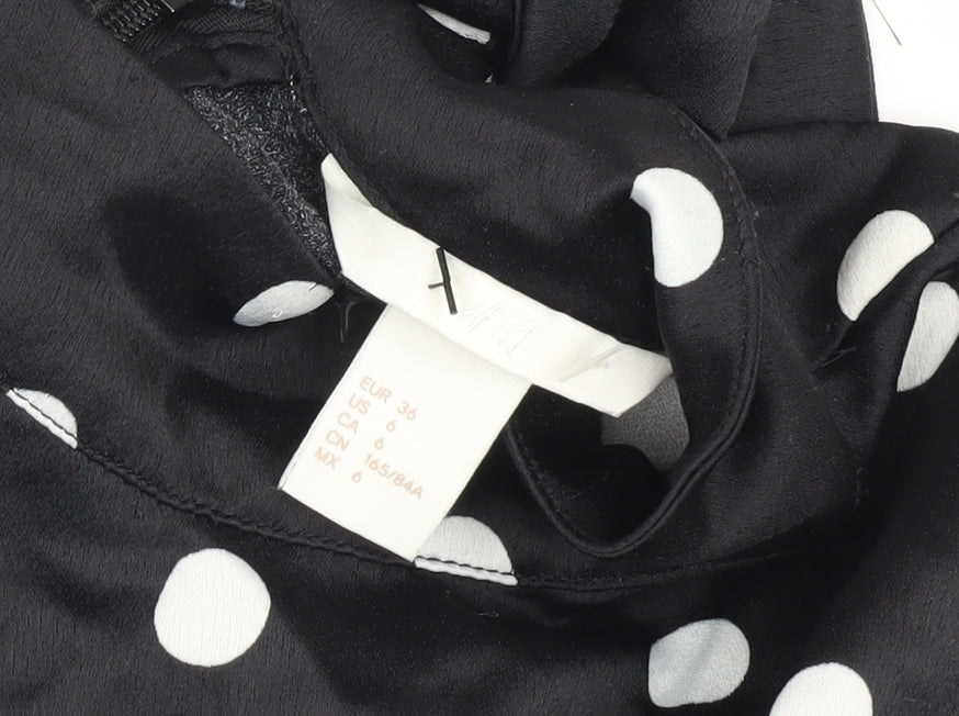 H&M Women’s Black Polka Dot Blouse Size 8 High Neck