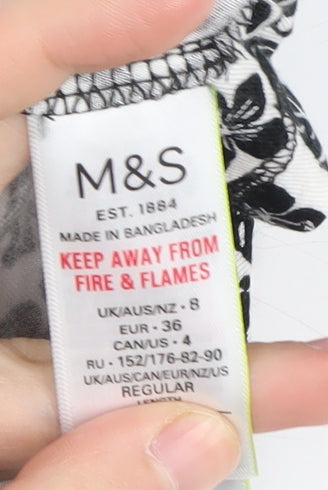 Marks & Spencer Women's Black Floral Dress Size 8