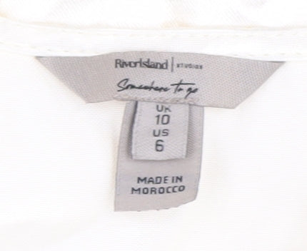 River Island Women's Ivory Wrap Blouse Size 10