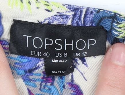 Topshop Women's Multicoloured Floral Blouse Size 12