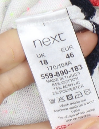 Next Women's White Striped Pullover Jumper Size 18