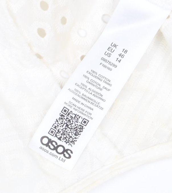ASOS Women's White Long Sleeve Blouse Size 14