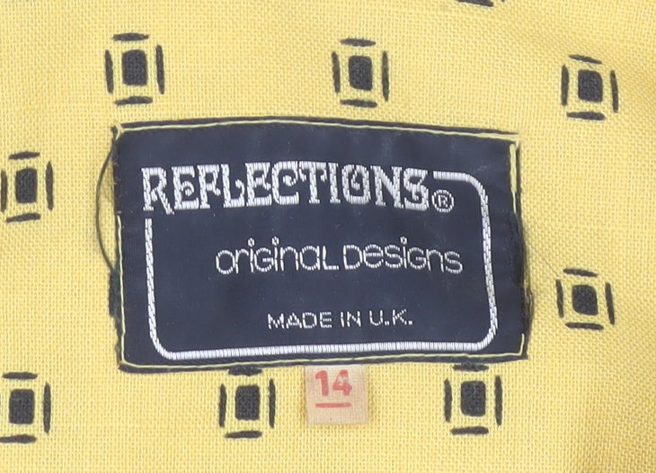 Reflections Women's Yellow Retro Geometric Wrap Blouse Size 14