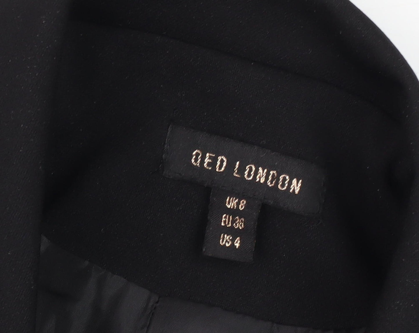 QED London Women's Black Mid-Length Coat UK 8