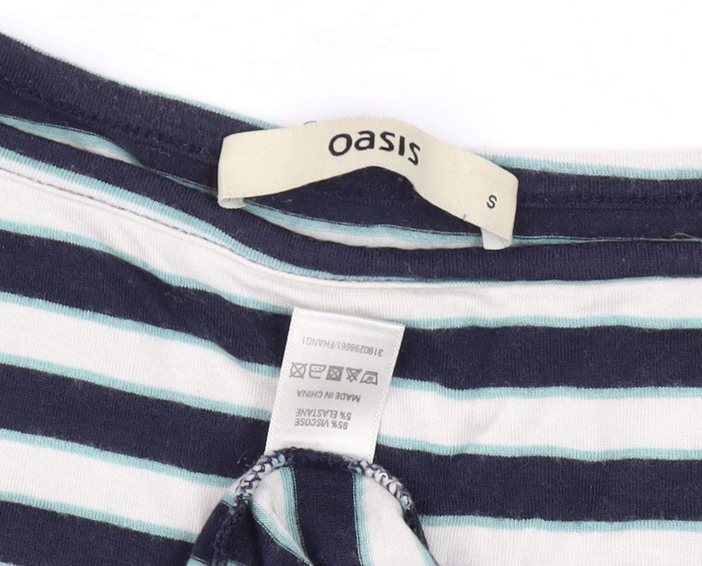 Oasis Women's Multicoloured Striped T-Shirt, Size S