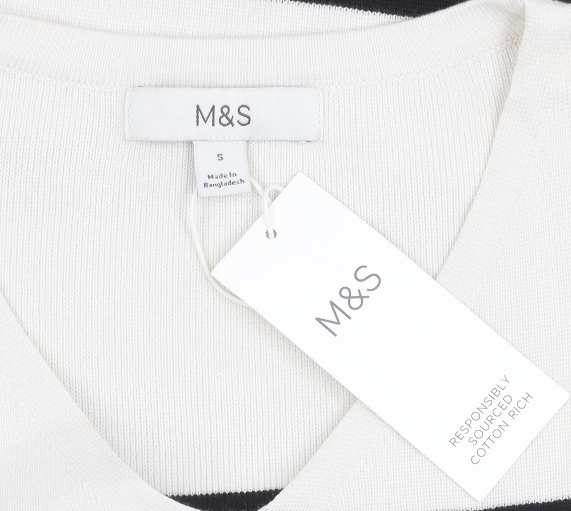Marks & Spencer Women's Black Striped Pullover Jumper