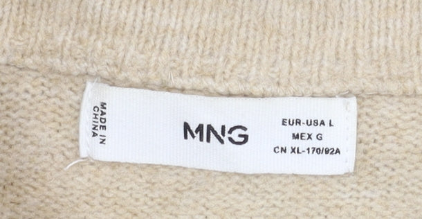 MNG Women's Beige Striped Pullover Jumper, Size L