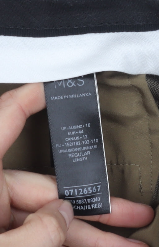 Marks & Spencer Men's Brown Regular Trousers Size 16