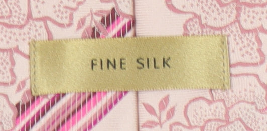 Marks & Spencer Men's Pink Silk Floral Striped Tie