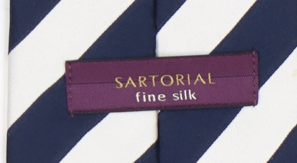 Marks & Spencer Men's Blue Striped Silk Tie, New