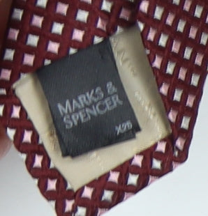 Marks & Spencer Men's Red Geometric Silk Tie
