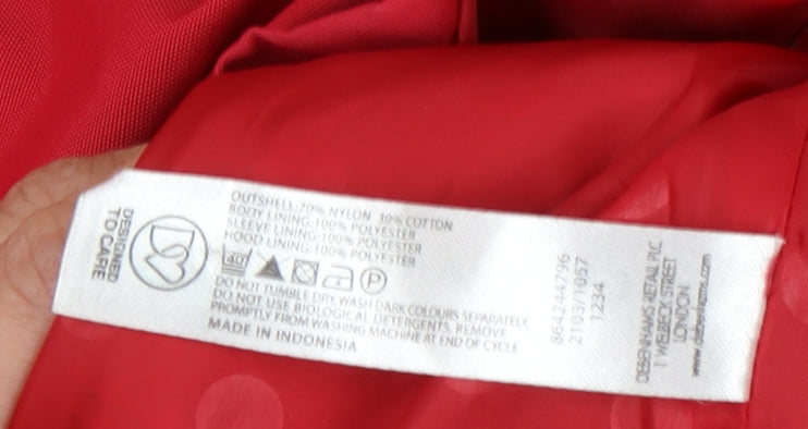 Debenhams Women's Red Pea Coat Size 16 Double Breasted