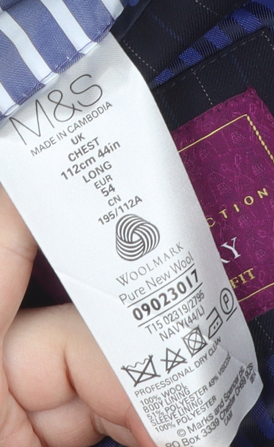 Marks & Spencer Men's Navy Striped Blazer 44L