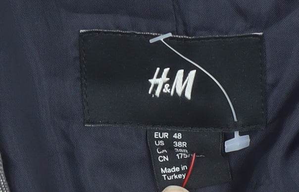 H&M Men's Grey Suit Jacket - Size 38R, Perfect for Any Occasion