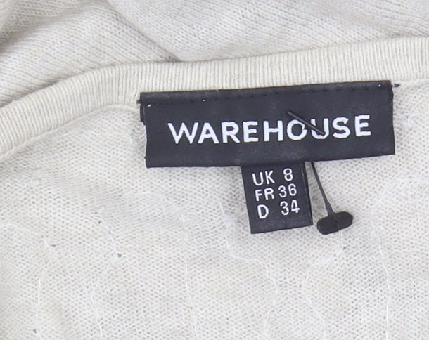 Warehouse Women’s Beige Sequin Pullover Jumper Size 8