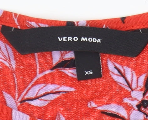 Vero Moda Women's Red Floral XS T-Shirt, Casual Spring Top