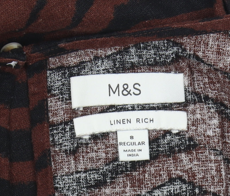 Marks & Spencer Women's Brown Chevron Shift Dress, Size 8
