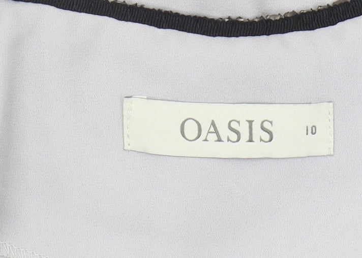 Oasis Women's Grey Blouse, Size 10, Beaded Accent