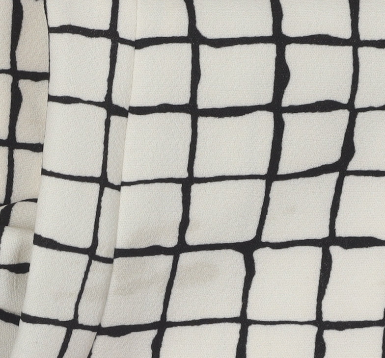 Zara Women's Ivory Check Flared Trousers, Size M