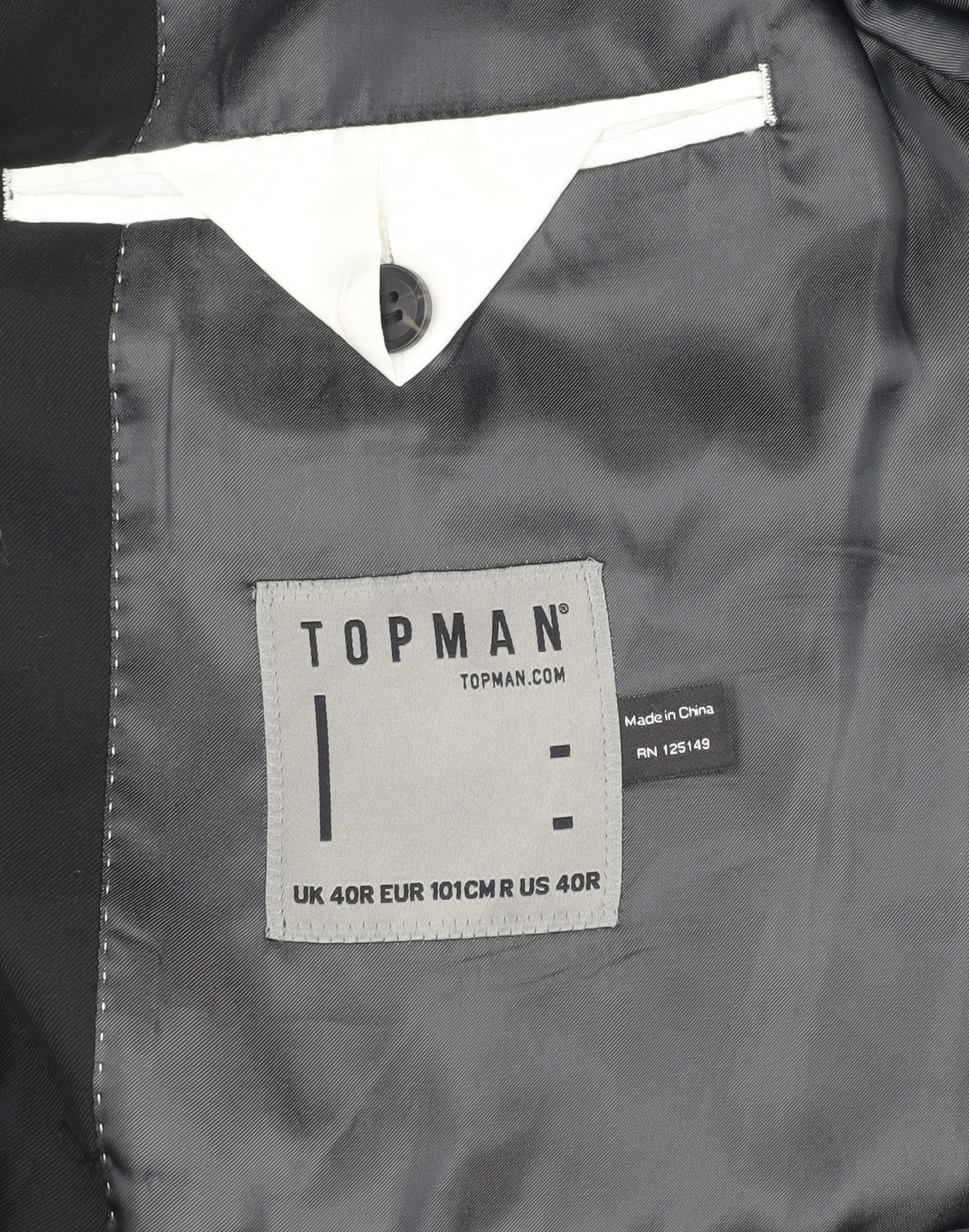 Topman Men's Black 40R Blazer Single-Breasted