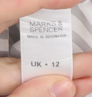 Marks & Spencer Women's Grey Striped Button-Up Collar Shirt