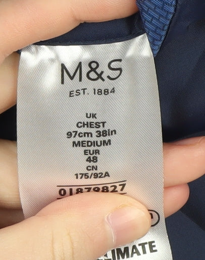 M&S Men's Blue Regular Fit Blazer, Size 38R