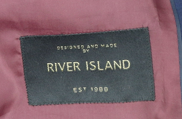 River Island Men's Blue Blazer 38R Casual Notch Lapel