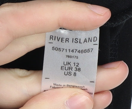 River Island Black Cotton Long Sleeve Dress UK 12