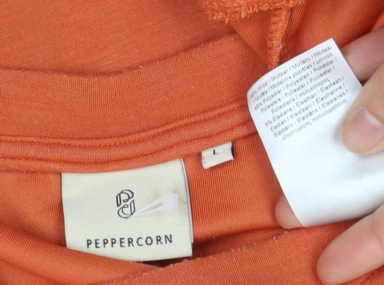 PEPPERCORN Women's Orange Top - Size L, Puff Sleeve
