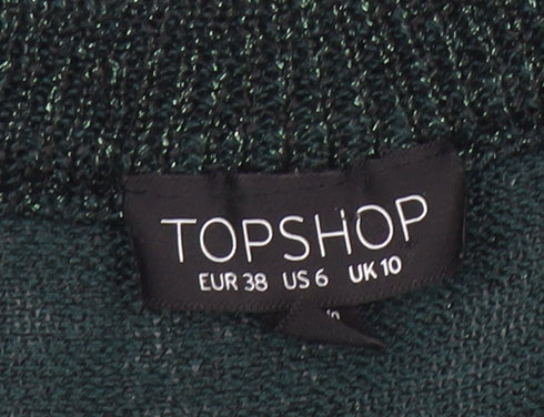 Topshop Women Green Knit Pullover Dress Size 10